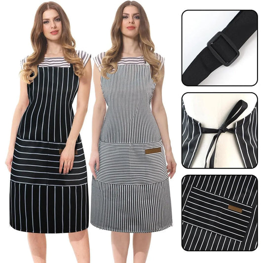 Premium Kitchen Cooking Aprons for Women and Men - Adjustable Chef Apron with 2 Deep Pockets | Home Cooking Barbecue Baking Art Painting Gardening | Great Gift for Chefs Cooks Bakers with 2 PCs Multicolor Unisex Bib Apron Cotton Waist Apron tiktokshopspri