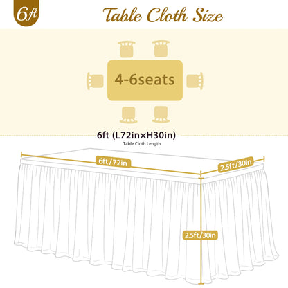 Smooth Polyester Fitted Tutu Skirt Tablecloth for Rectangle Tables - Party Centerpieces, Classic Boho Wedding Theme Event Covering, Multiple Uses Home Decor Fitted Table Cover Overlay, Sohochic